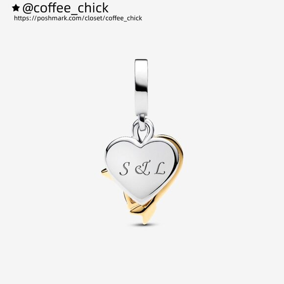 Pandora Engravable Heart & Arrow Double Dangle Charm - Picture 2 of 6